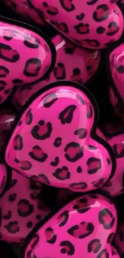 Pink leopard heart pattern mobile wallpaper