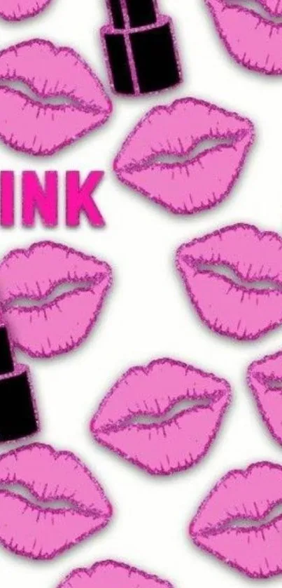 Pink lips and lipstick pattern wallpaper.