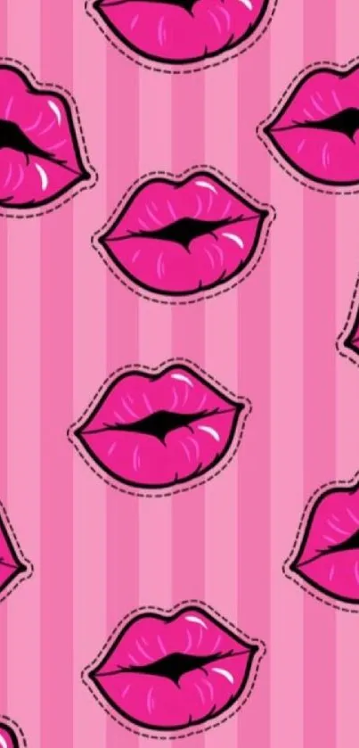 Pink lips pattern wallpaper with bold design and vibrant colors.