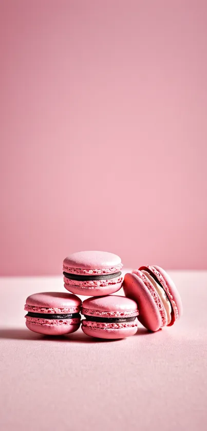 Elegant pink macarons mobile phone wallpaper.