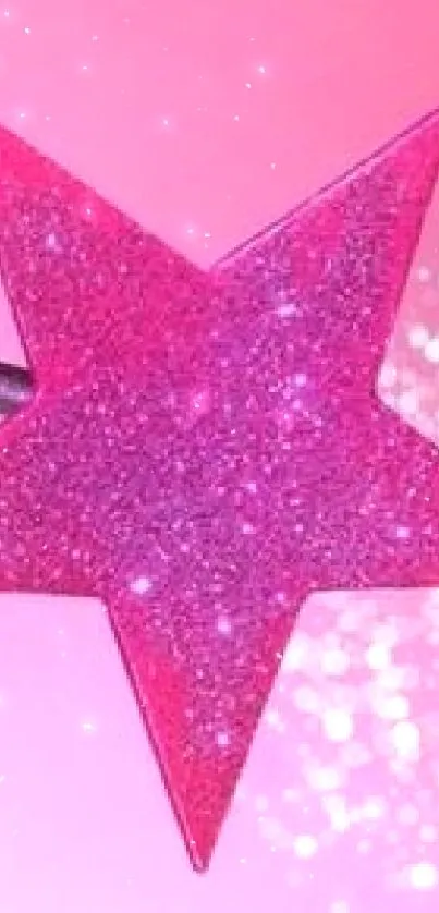 Pink magic star wand casting glitter on a soft pink background.