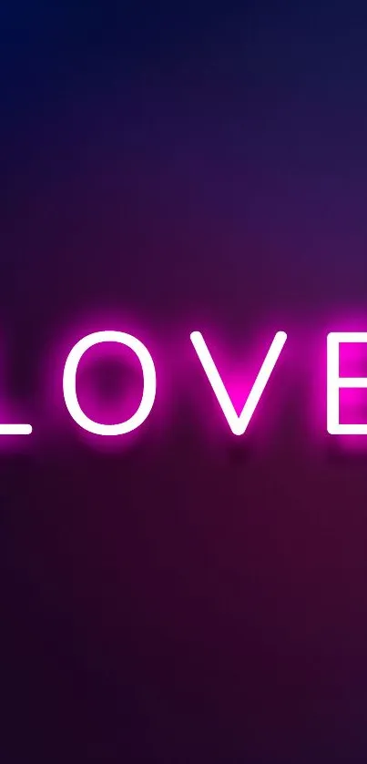 Vibrant pink neon LOVE wallpaper with glowing effect.