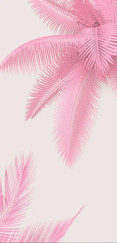 Pink palm leaves on a soft cream background.