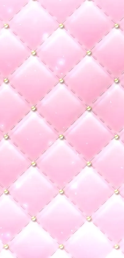 Quilted pink wallpaper with gold accents