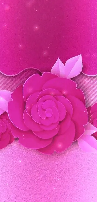 Pink rose floral mobile wallpaper with vibrant colors.