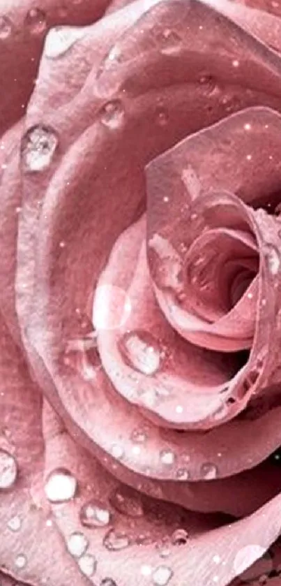 Pink rose with water droplets mobile wallpaper.