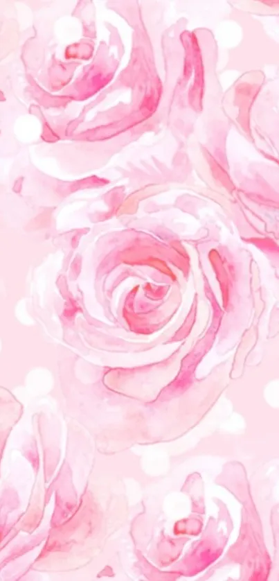 Watercolor pink roses wallpaper design