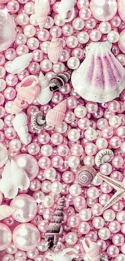 Pink seashells and pearls mobile wallpaper for a serene and elegant look.