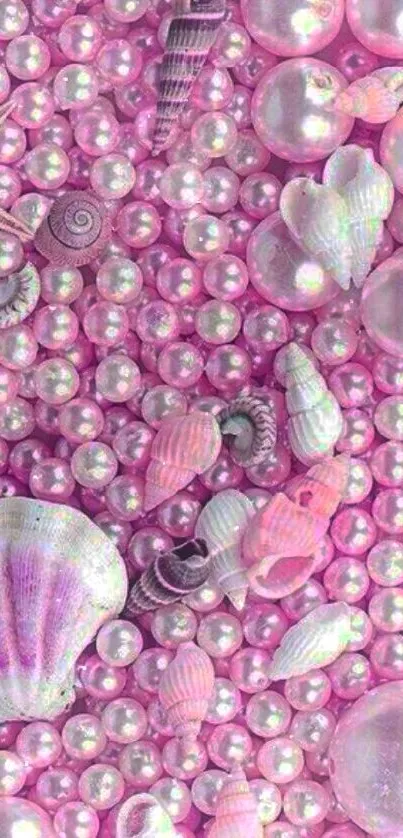 Pink seashell and pearl mobile wallpaper with a dreamy aesthetic.