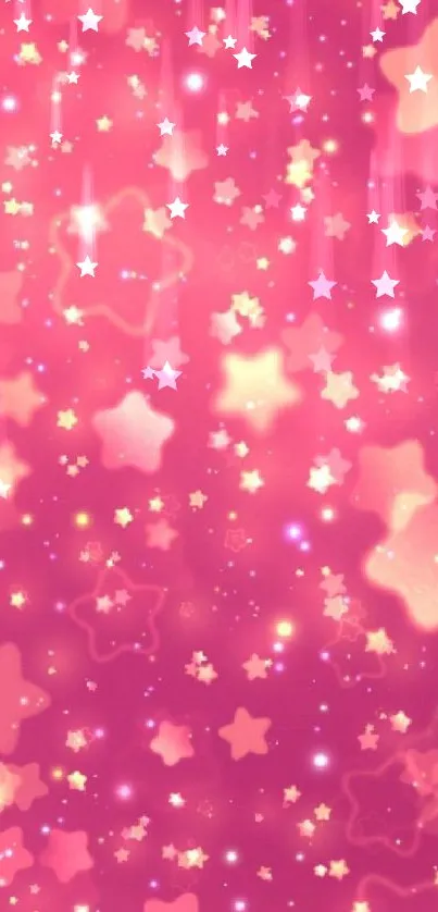 Dreamy pink starry mobile wallpaper featuring glowing stars.