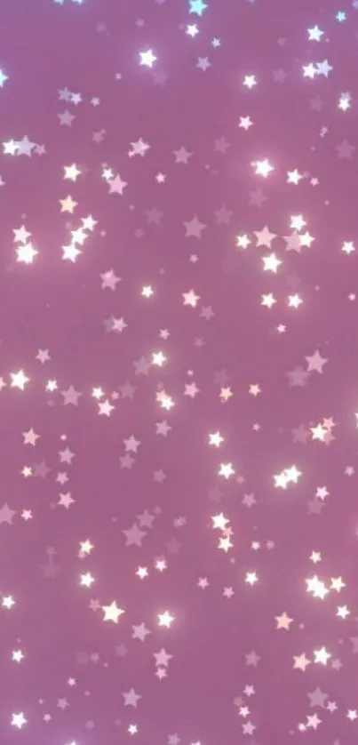 Pink starry night mobile wallpaper with sparkling stars.