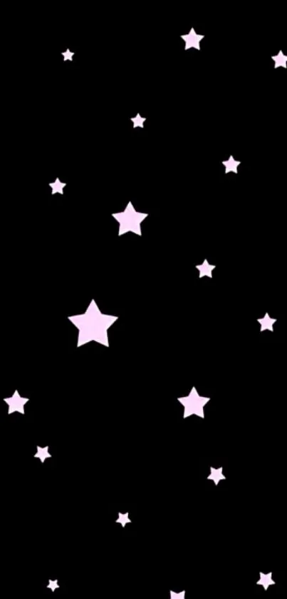 Mobile wallpaper with pink stars on a black background.