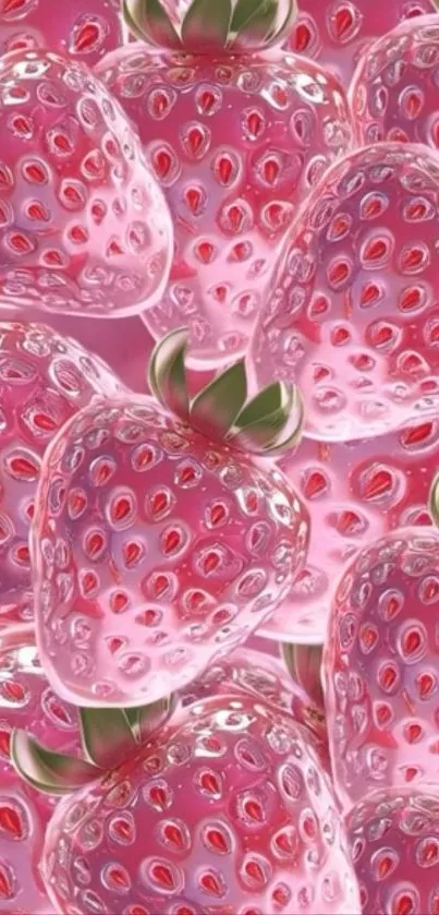 Vibrant pink strawberries on mobile wallpaper.