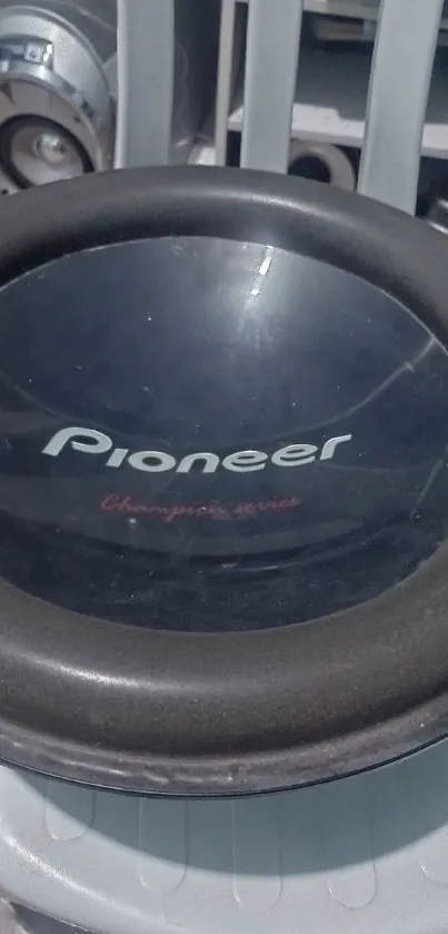 Pioneer subwoofer on a chair, perfect for audio enthusiasts.