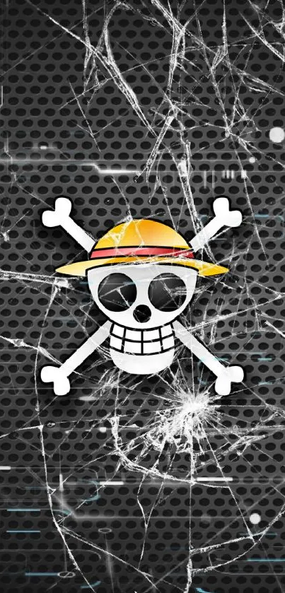 Pirate skull symbol on textured dark background wallpaper.