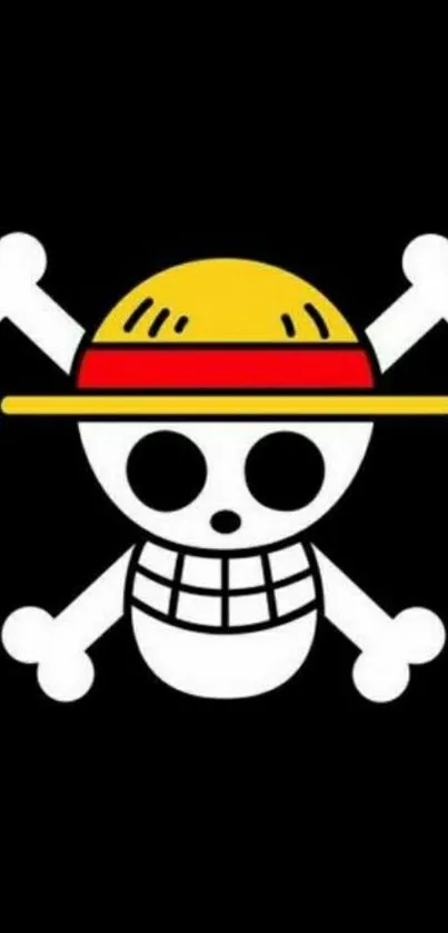 Pirate skull and crossbones with hat on black background.