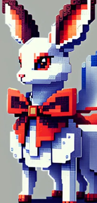 3D pixel art animal with red accents and digital design.