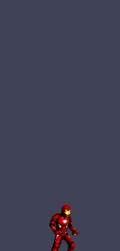Pixel art hero on dark gray mobile wallpaper.