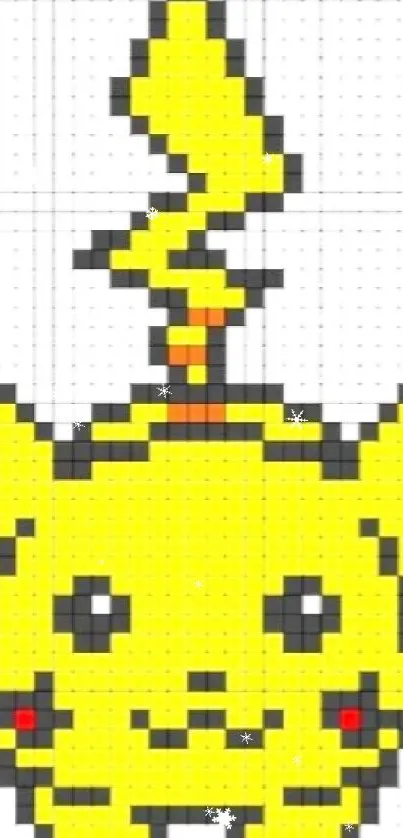 Vibrant pixel art of Pikachu on a phone wallpaper.