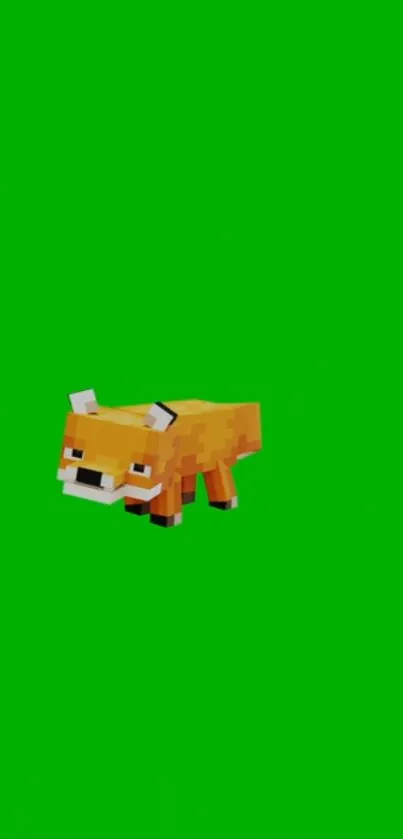 Pixelated fox on a green background, perfect for phone wallpaper.