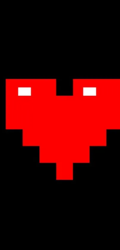 Pixelated red heart on black background wallpaper.