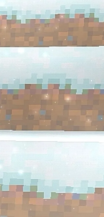 Pixelated earth pattern in light blue and brown tones.