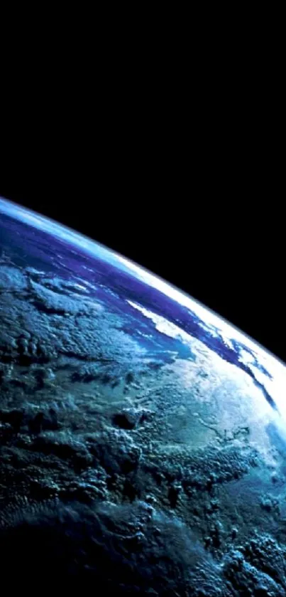 Stunning view of Earth from space on a dark blue background.