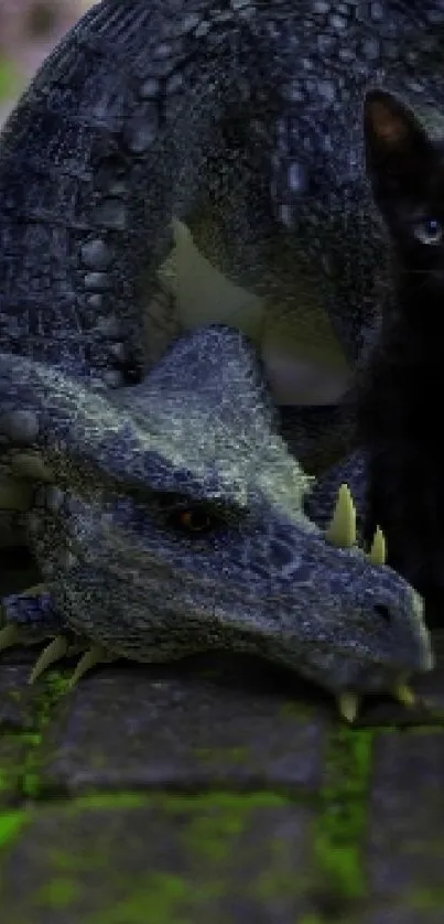 Le dragon et le chat noir. Live Wallpaper