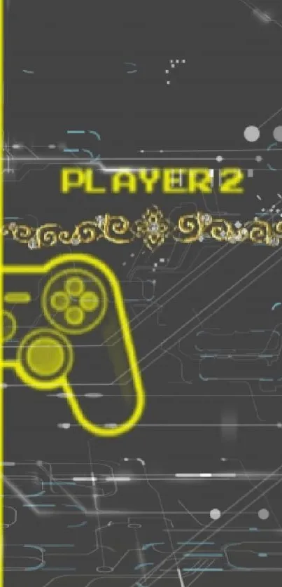 Dual player mode wallpaper with gamepad designs in black and white, accented with yellow.