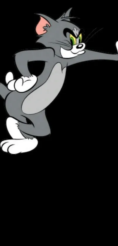 Classic cartoon cat with black background.