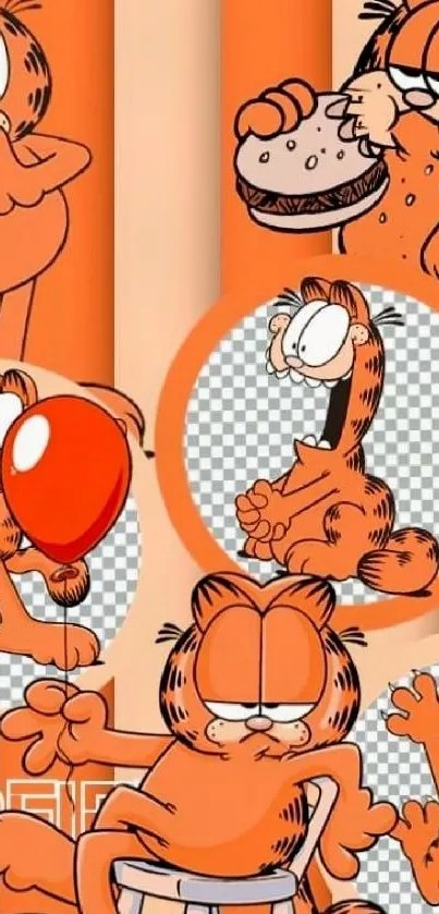 Playful cartoon cat with orange stripes.