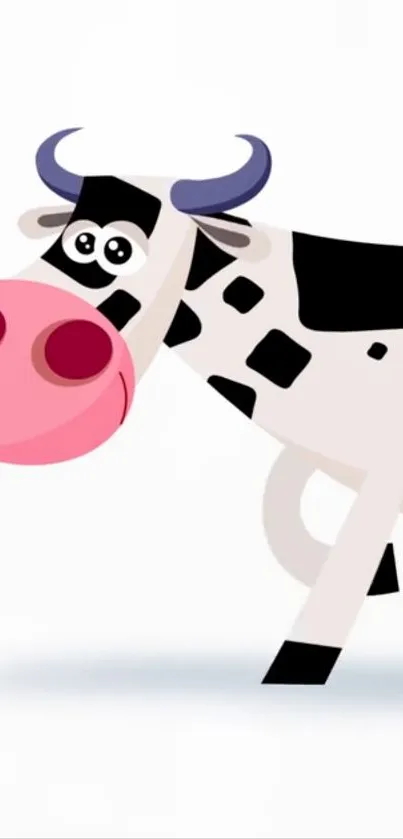 Playful cartoon cow on a white background.