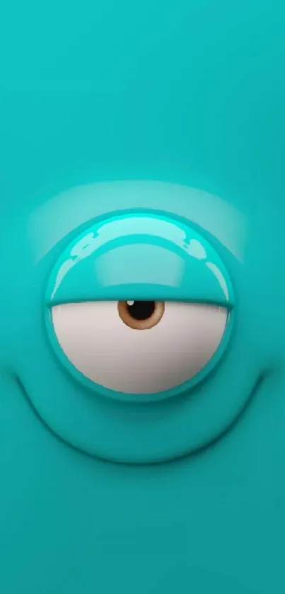 Playful cartoon eye on teal background wallpaper.