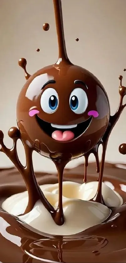 Cute cartoon chocolate splash artwork.