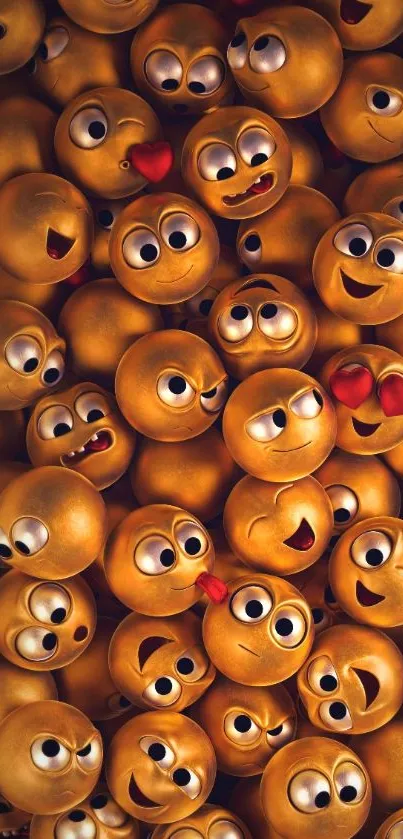 Mobile wallpaper featuring playful and animated emojis with various expressions.