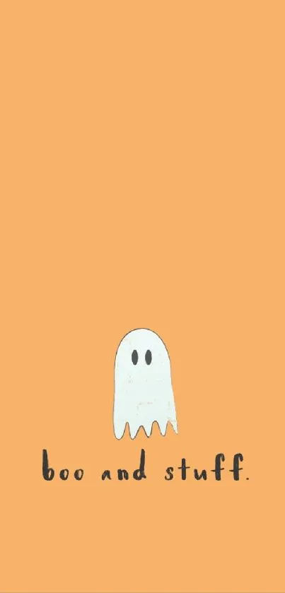 Cute ghost on an orange background with fun text.