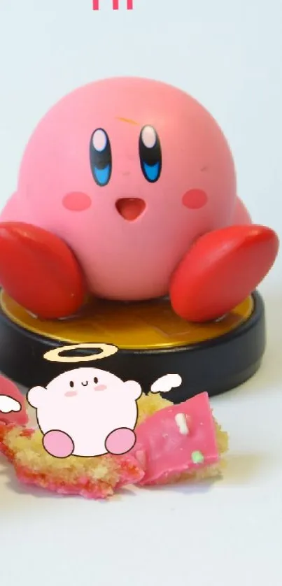 Kirby figure with pink donut and colorful sprinkles.