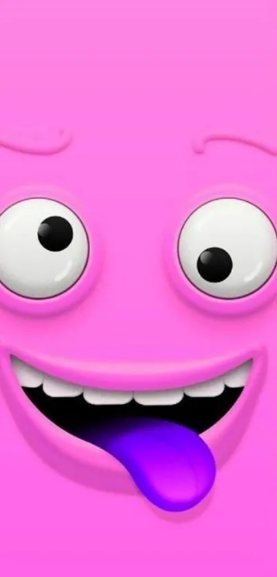 Cartoon pink face with tongue out wallpaper.