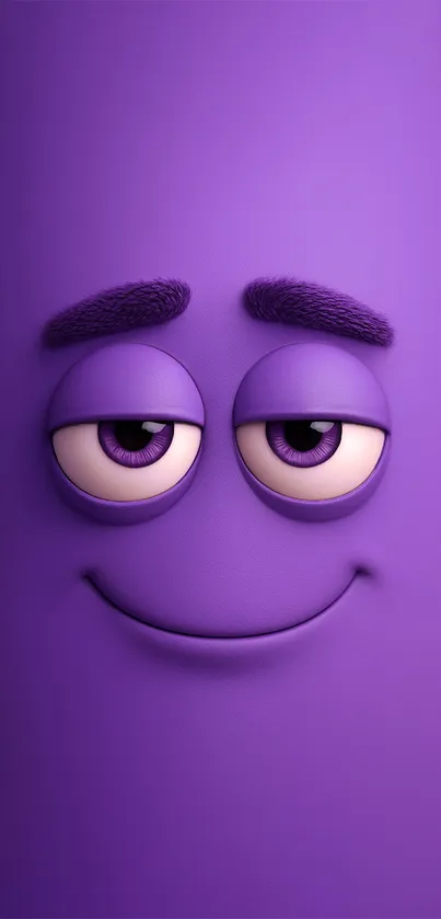 Purple cartoon character face with playful expression.