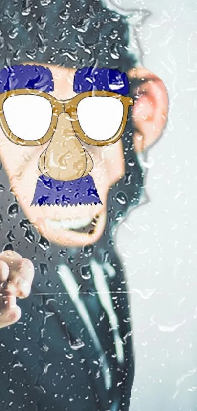 Artistic mask with raindrops on a portrait.