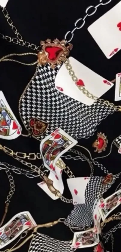 Playing cards with chains on a dark background.