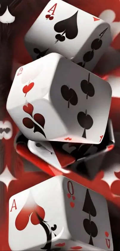 Artistic mobile wallpaper with dice and playing card motifs.