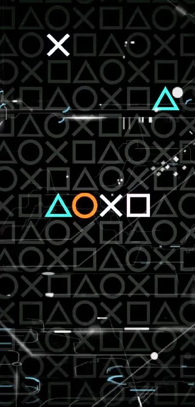 PlayStation buttons wallpaper with iconic symbols on a dark background.