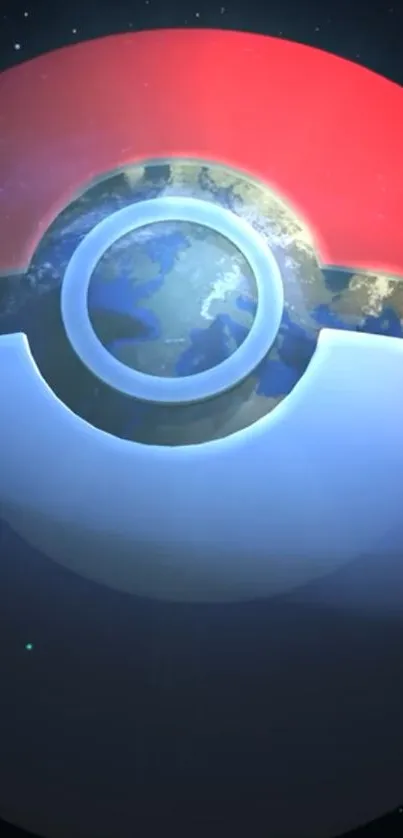 Pokeball Earth with space background wallpaper.