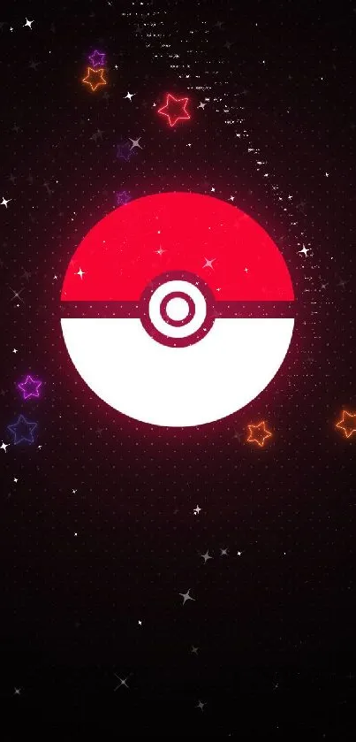 Minimalist Pokeball wallpaper with red and black background.