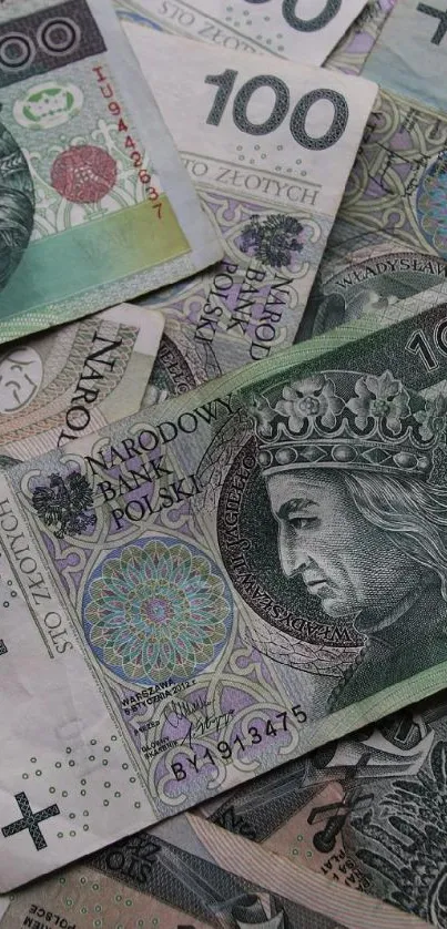 Mobile wallpaper of 100 Zloty Polish banknotes.