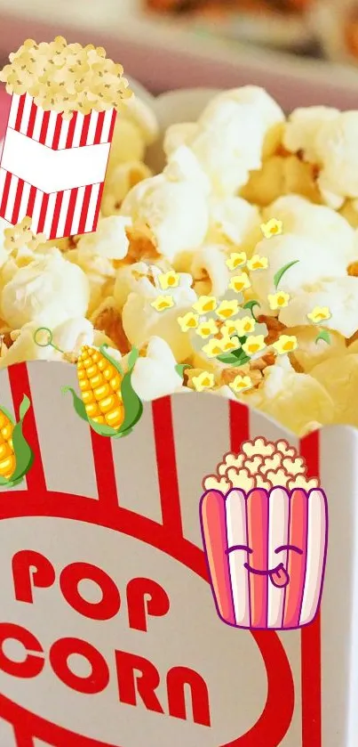 Playful popcorn mobile wallpaper with fun designs.