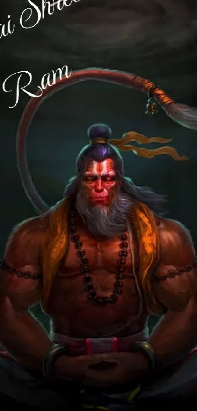 Vivid and powerful Hanuman phone wallpaper.