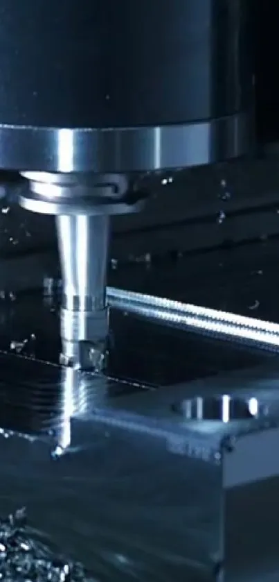 CNC machine operating on metal surface.