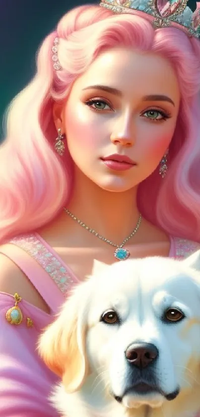 Princess and Dog Fantasy Art - free download